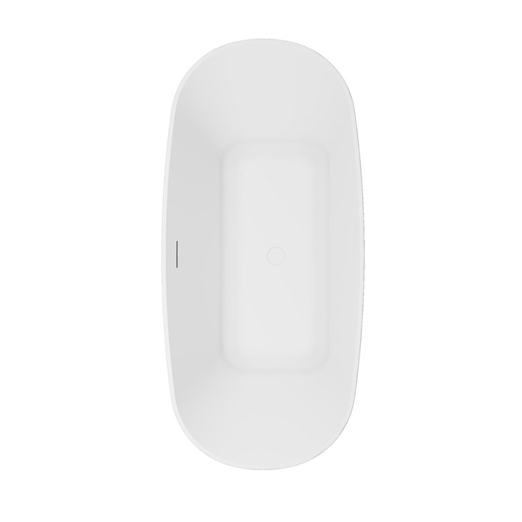 Azagra 67'' Matte White Oval Acrylic Freestanding Soaking Bathtub