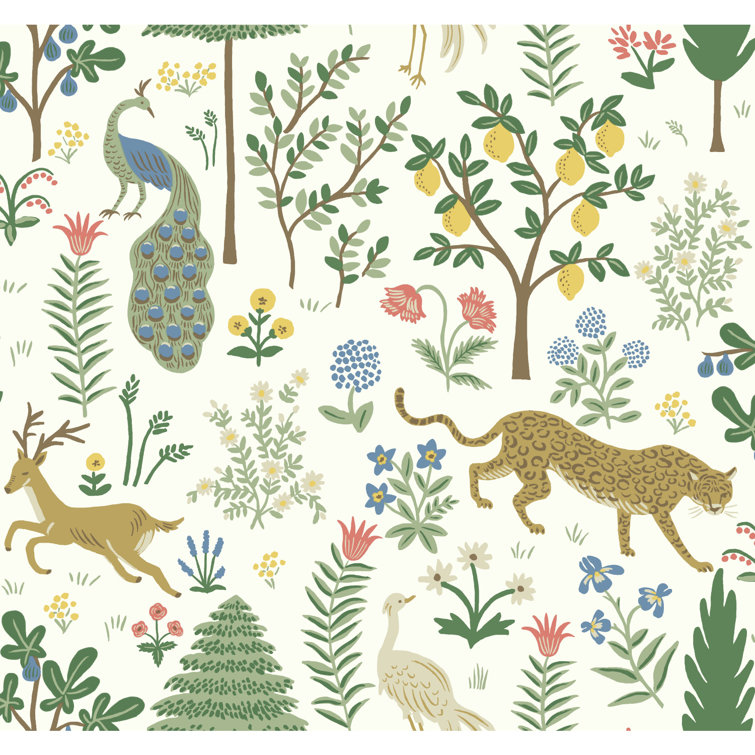 White and Brown Non-Woven Forest Scene Wallpaper