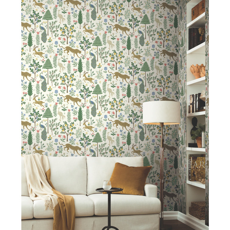 White and Brown Non-Woven Forest Scene Wallpaper
