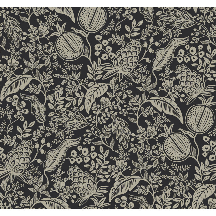Black and Linen Pomegranate Removable Washable Wallpaper Roll