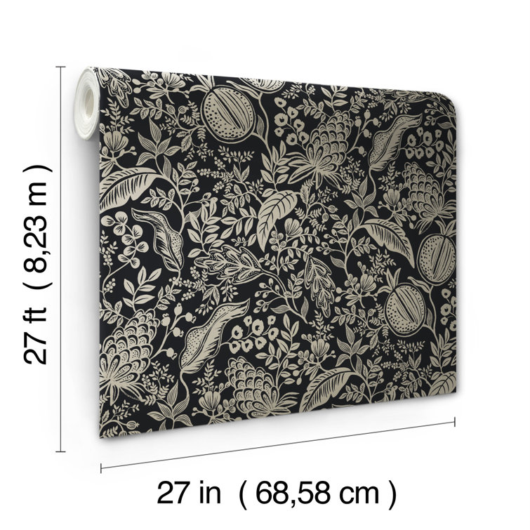 Black and Linen Pomegranate Removable Washable Wallpaper Roll
