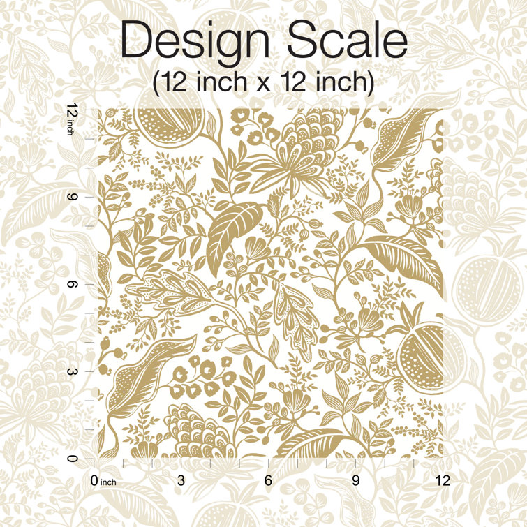 White and Metallic Gold Damask Wallpaper Roll
