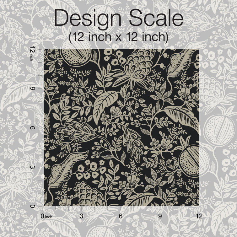 Black and Linen Pomegranate Removable Washable Wallpaper Roll