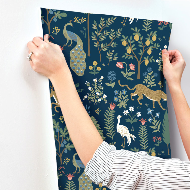 Menagerie Navy 27" L x 27" W Smooth Wallpaper Roll