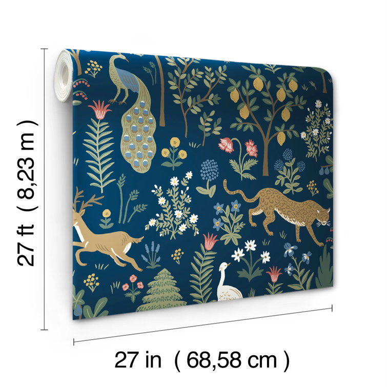 Menagerie Navy 27" L x 27" W Smooth Wallpaper Roll