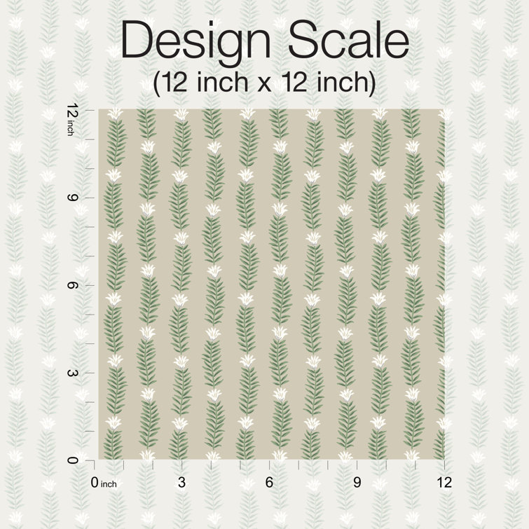 Eden's Whimsy Beige & Green Organic Stripe Wallpaper Roll