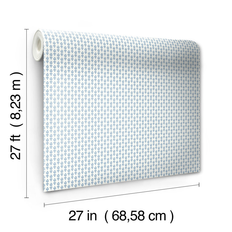 Petal Blue 27" W x 324" L Smooth Floral Wallpaper Roll