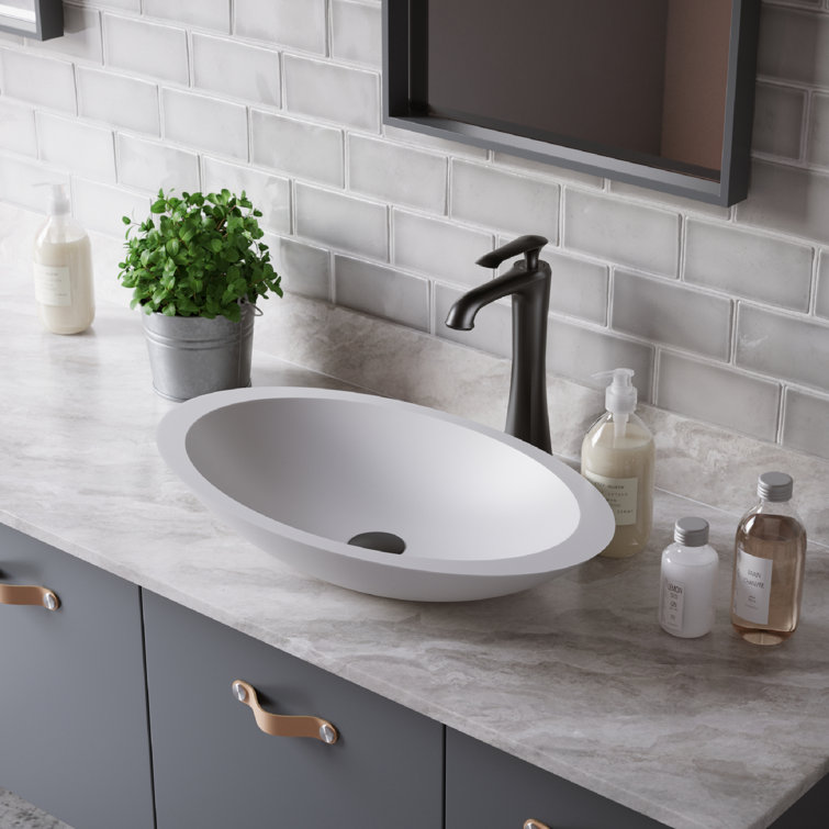 Matte White Acrylic 23" Oval Above-Counter Vessel Sink