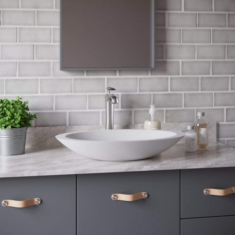Matte White Acrylic 23" Oval Above-Counter Vessel Sink