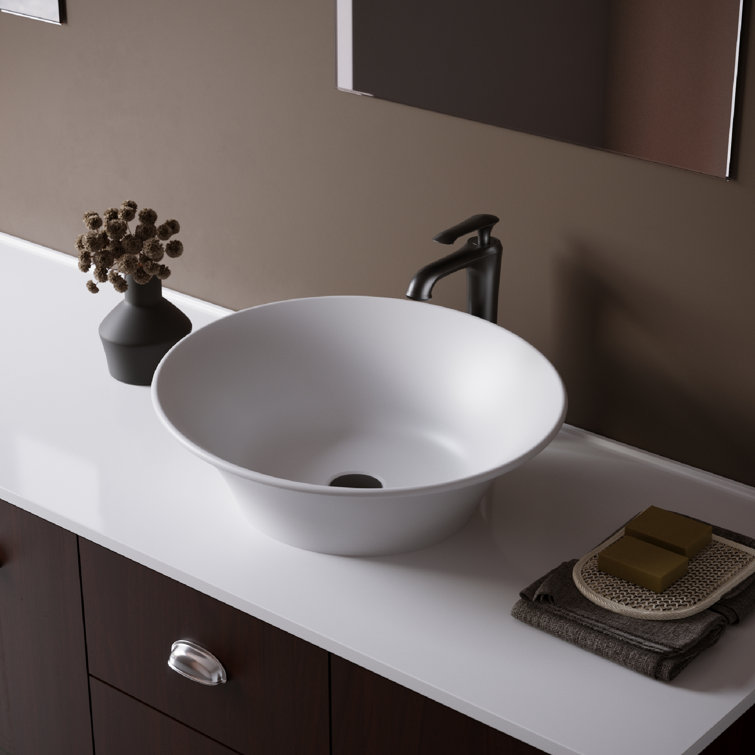 Elegant Matte White Acrylic Oval Above-Counter Vessel Sink