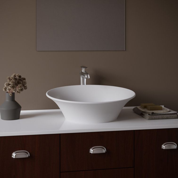 Elegant Matte White Acrylic Oval Above-Counter Vessel Sink