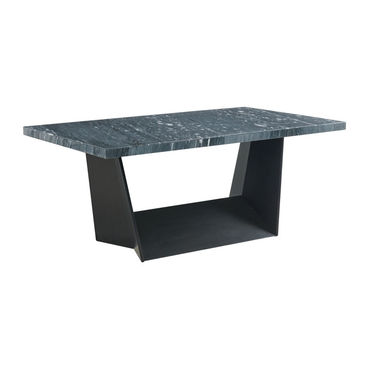 Contemporary Dillon 42"x70" Espresso Wood Dining Table with Gray Marble Top
