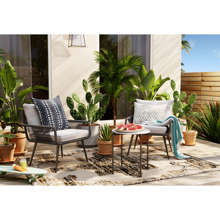 Modern Faux Stone 20" Square Black Aluminum Outdoor Cocktail Table