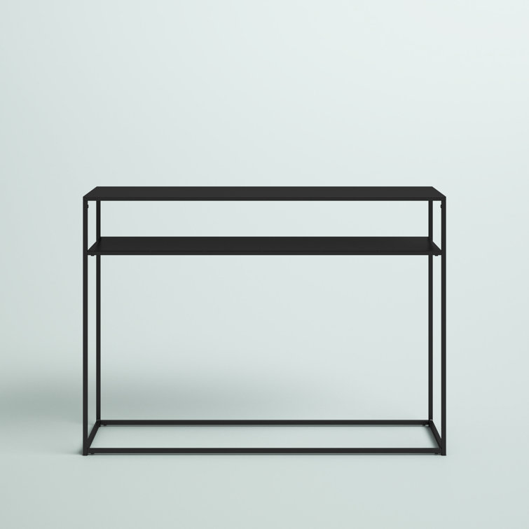 Streamlined Braxton Matte Black Steel Console Table with Storage