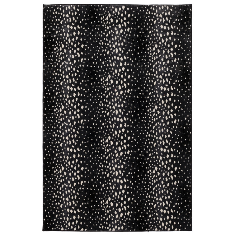 Onyx and White Synthetic Animal Print Area Rug