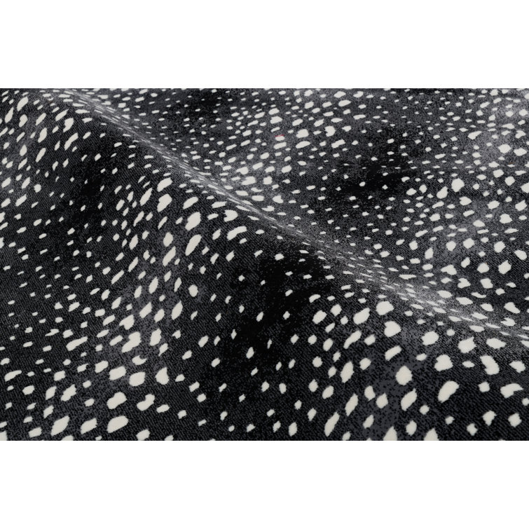 Onyx and White Synthetic Animal Print Area Rug