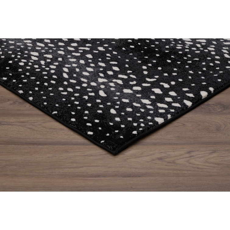 Onyx and White Synthetic Animal Print Area Rug