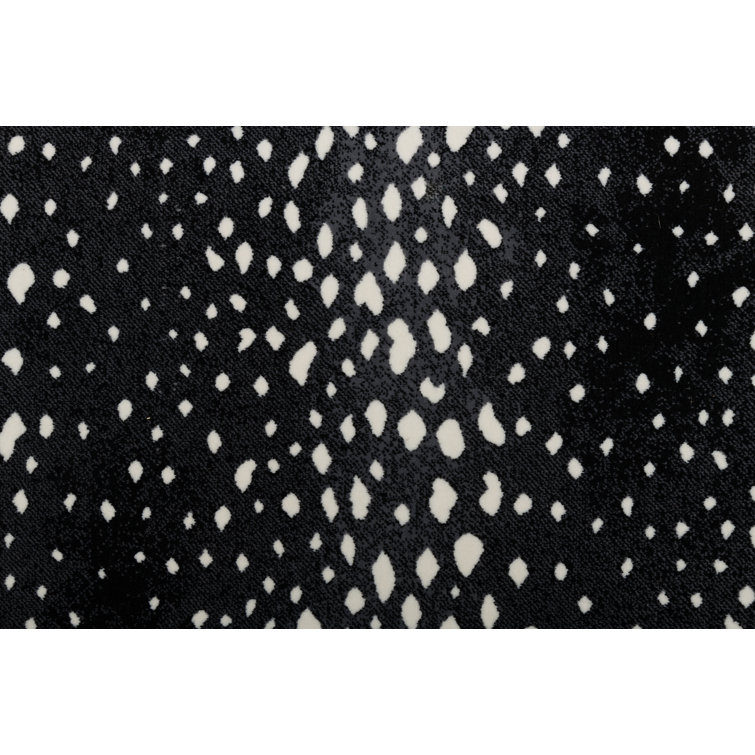 Onyx and White Synthetic Animal Print Area Rug