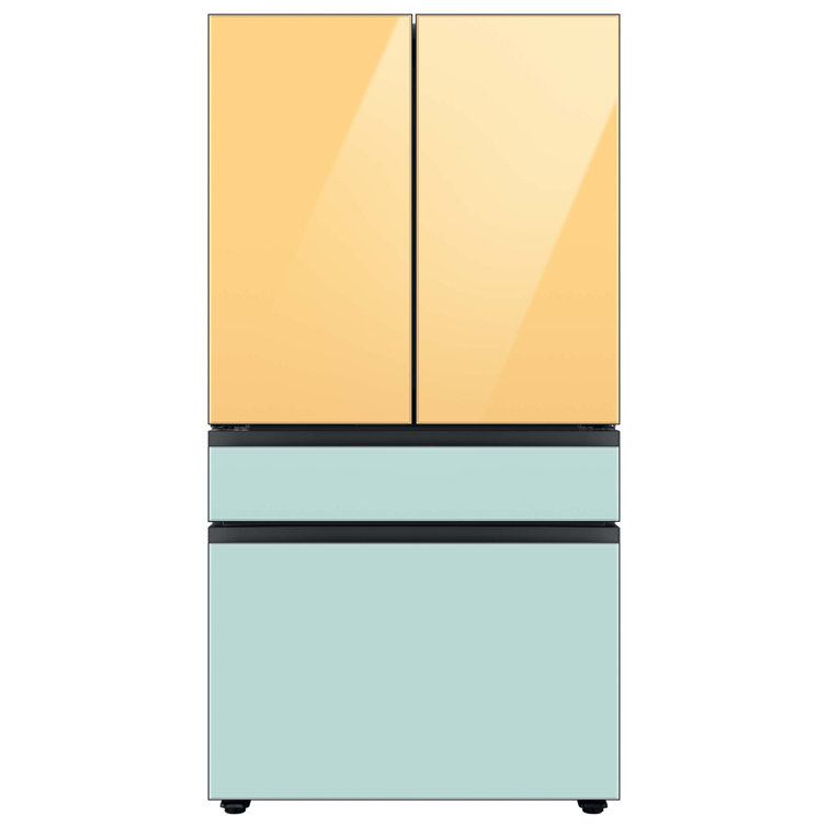 Morning Blue Glass 29 cu. ft. Smart French Door Refrigerator with Ice Maker
