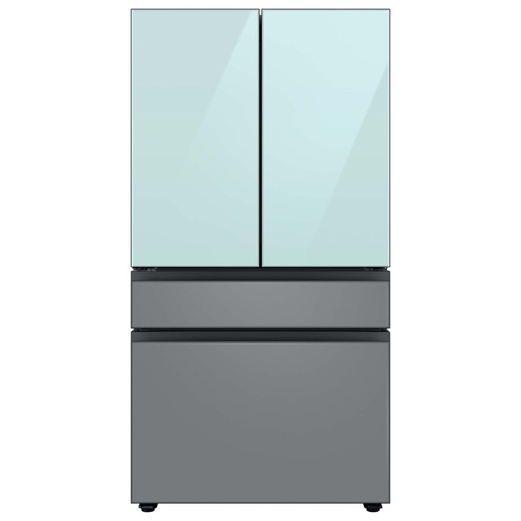 Morning Blue Glass 29 cu. ft. Smart French Door Refrigerator with Ice Maker