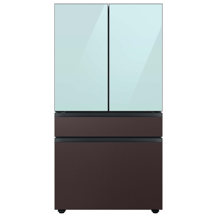 Morning Blue Glass 29 cu. ft. Smart French Door Refrigerator with Ice Maker