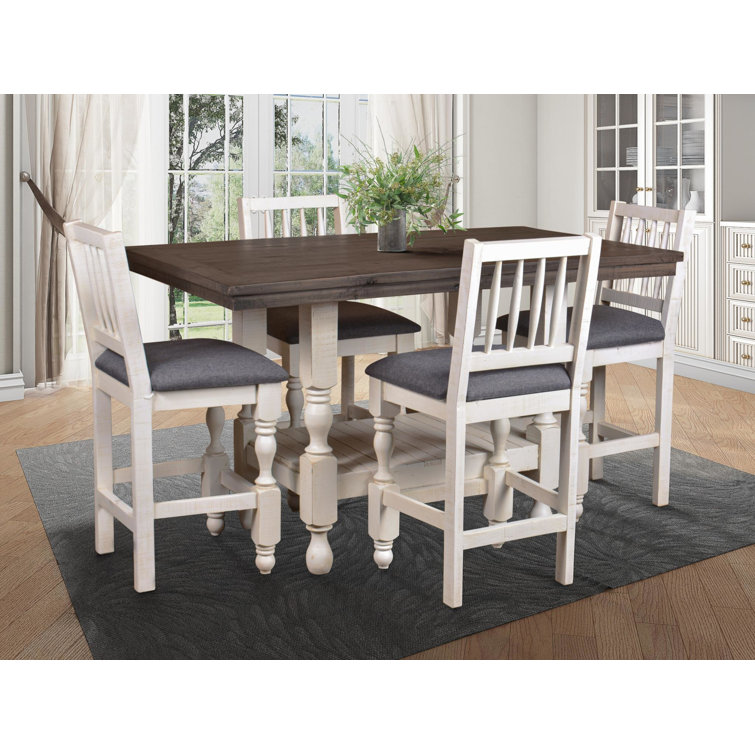 Hamptons Style Solid Pine 5-Piece Bistro Dining Set with Storage