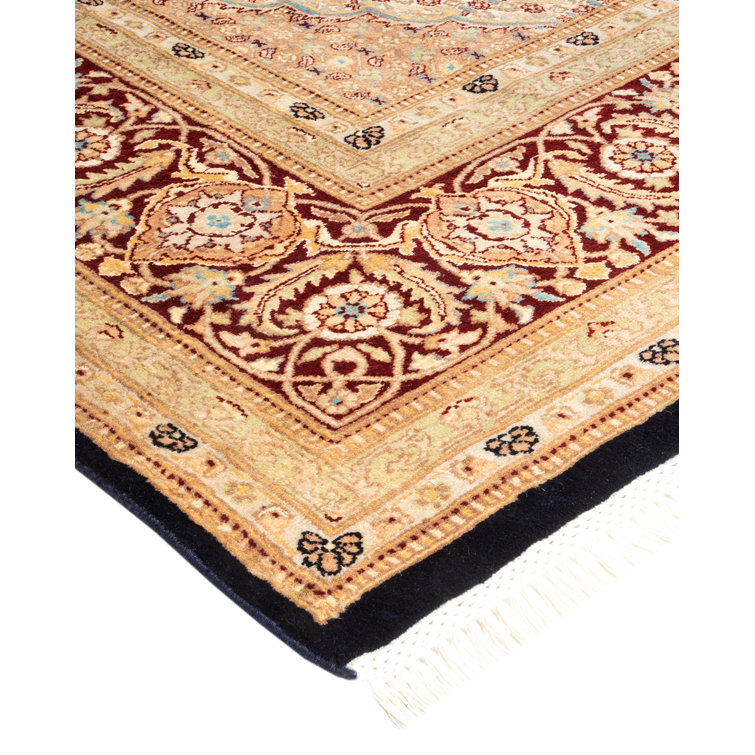 Mogul Blue and Beige Hand-Knotted Wool Area Rug
