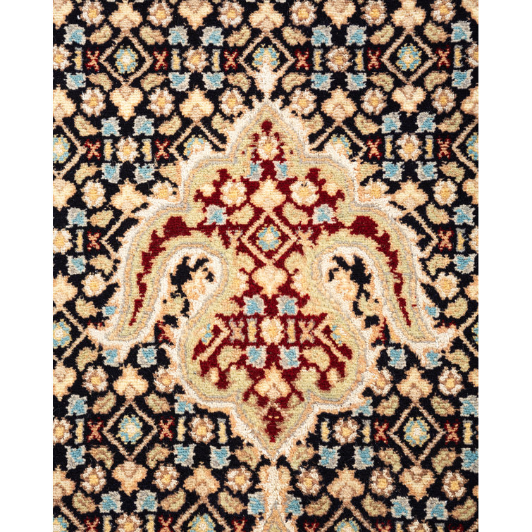 Mogul Blue and Beige Hand-Knotted Wool Area Rug