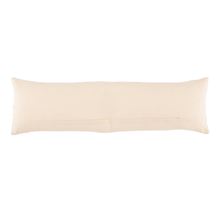Ivory and Black Geometric Cotton Lumbar Pillow with Tassels