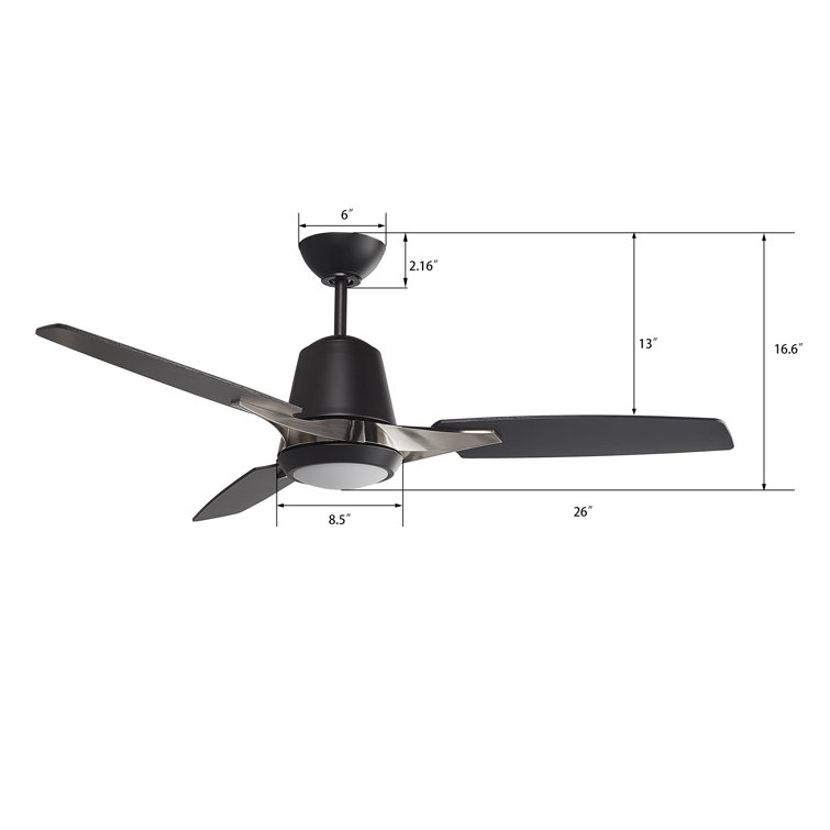 52'' Black Plywood Blade Smart Ceiling Fan with LED Light