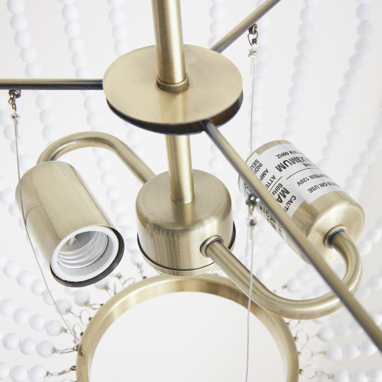 Melrose Antique Brass Dish-Shaped Beaded Chandelier