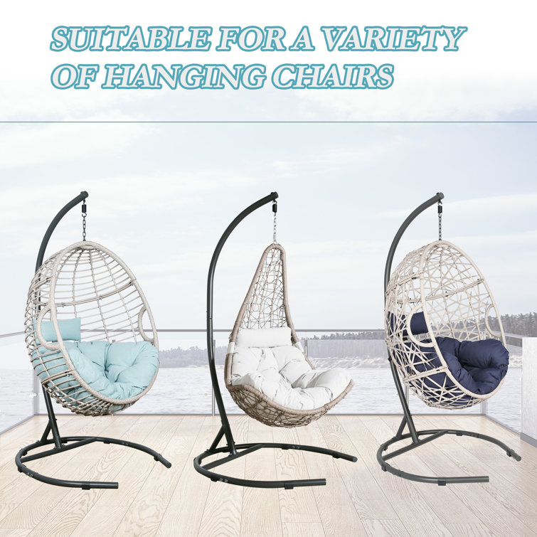 Gray Powder-Coated Steel Hammock Chair Stand for Indoor/Outdoor Use