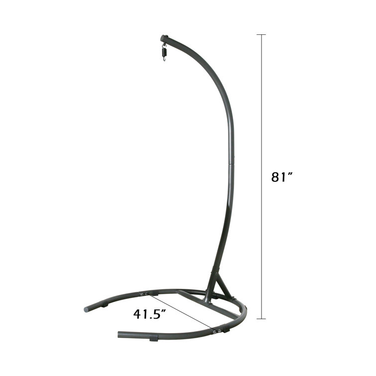 Gray Powder-Coated Steel Hammock Chair Stand for Indoor/Outdoor Use