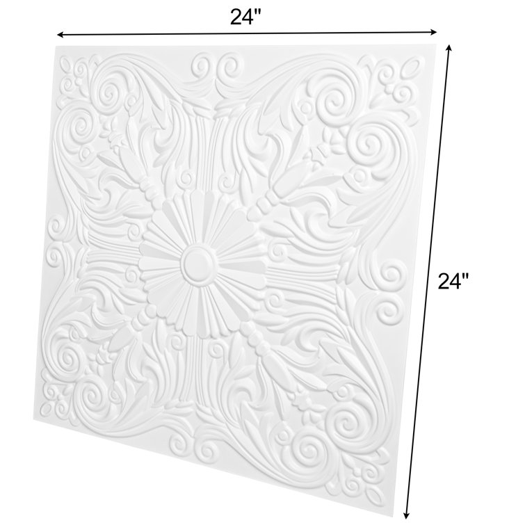24'' x 24'' White PVC Decorative Ceiling Tile