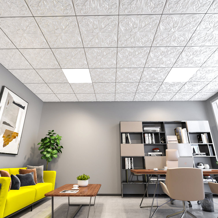 24'' x 24'' White PVC Decorative Ceiling Tile