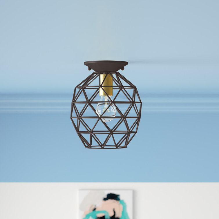 Geometrix Bronze Hand-Welded Glass LED Flush Mount