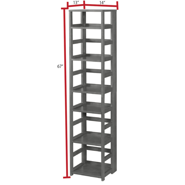 Flip Flop 67" Grey Hand-Rubbed Hardwood Folding Bookcase
