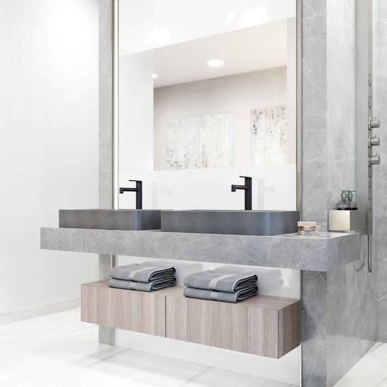 Gray Concrete 23" Rectangular Vessel Bathroom Sink