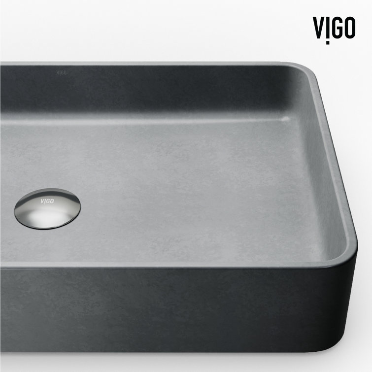 Gray Concrete 23" Rectangular Vessel Bathroom Sink