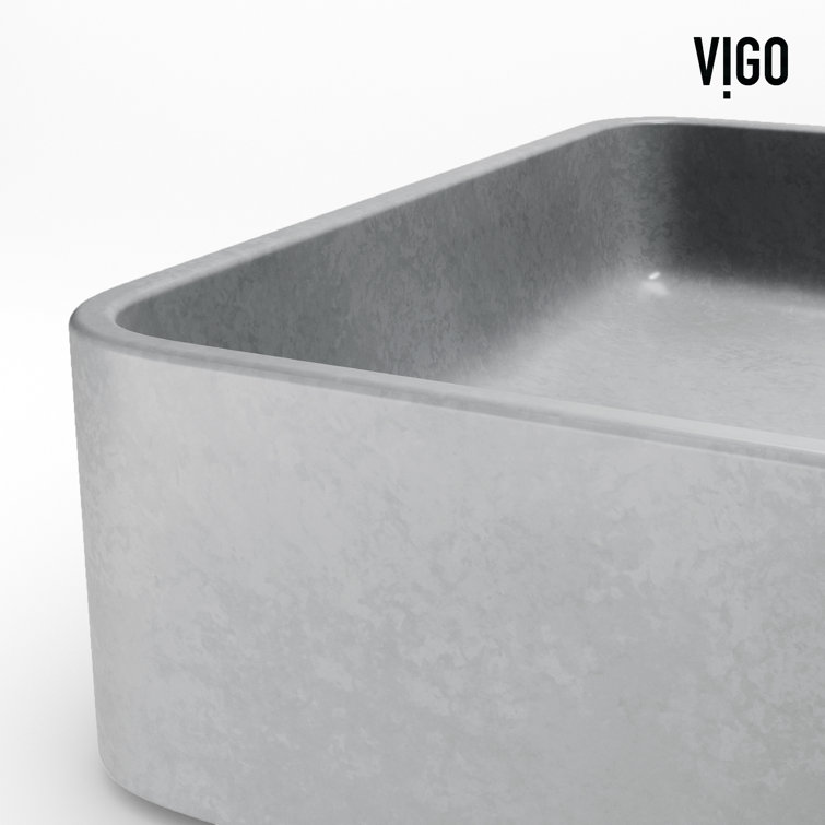 Gray Concrete 23" Rectangular Vessel Bathroom Sink