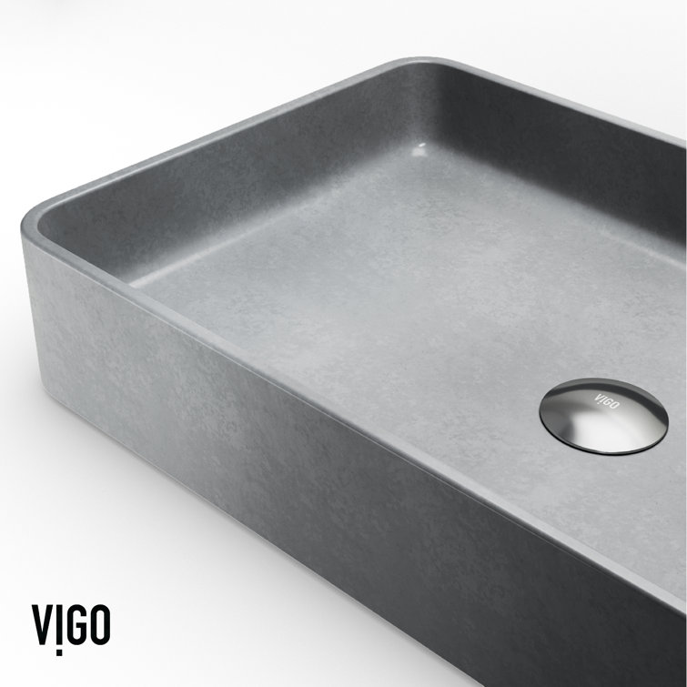 Gray Concrete 23" Rectangular Vessel Bathroom Sink