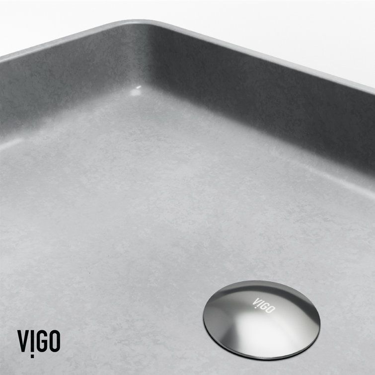 Gray Concrete 23" Rectangular Vessel Bathroom Sink