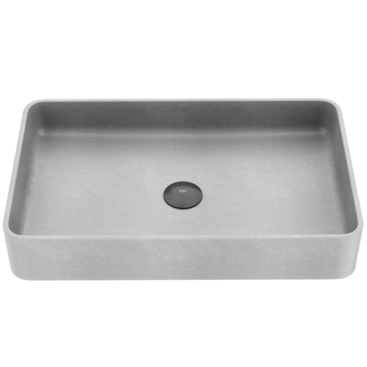 Gray Concrete 23" Rectangular Vessel Bathroom Sink