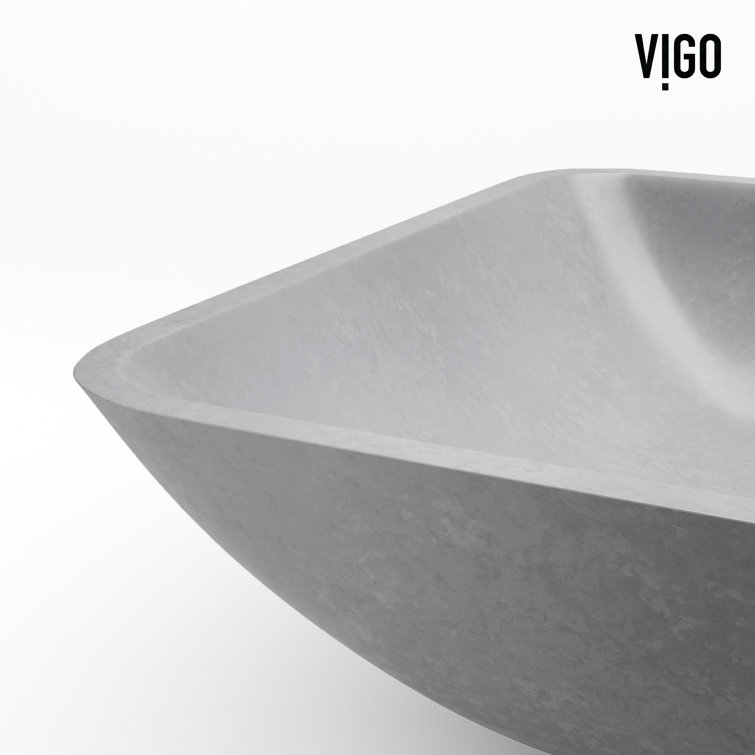 Gray Concrete Rectangular Vessel Bathroom Sink