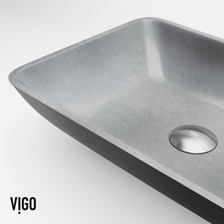 Gray Concrete Rectangular Vessel Bathroom Sink