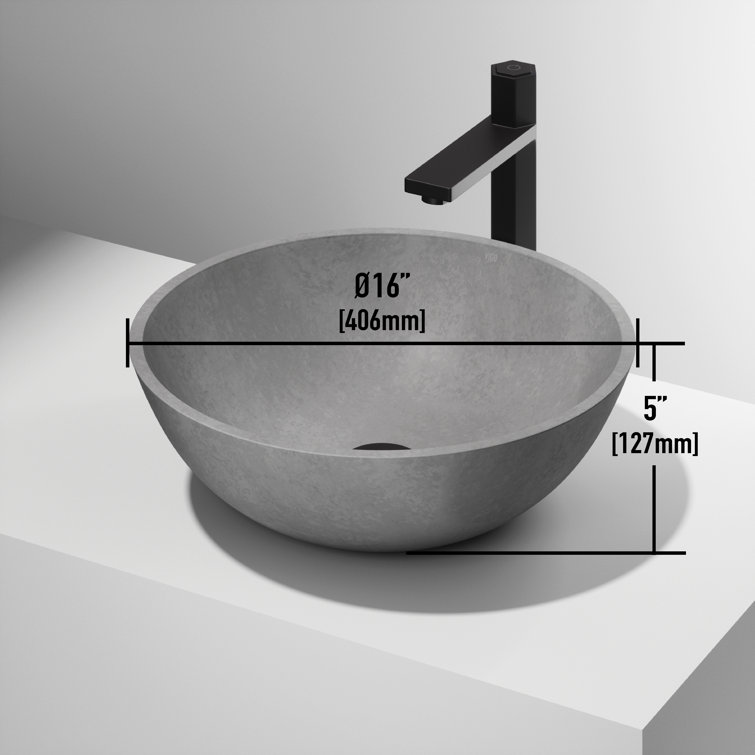 Ravenna Gothic 16" Gray Concrete Round Vessel Sink