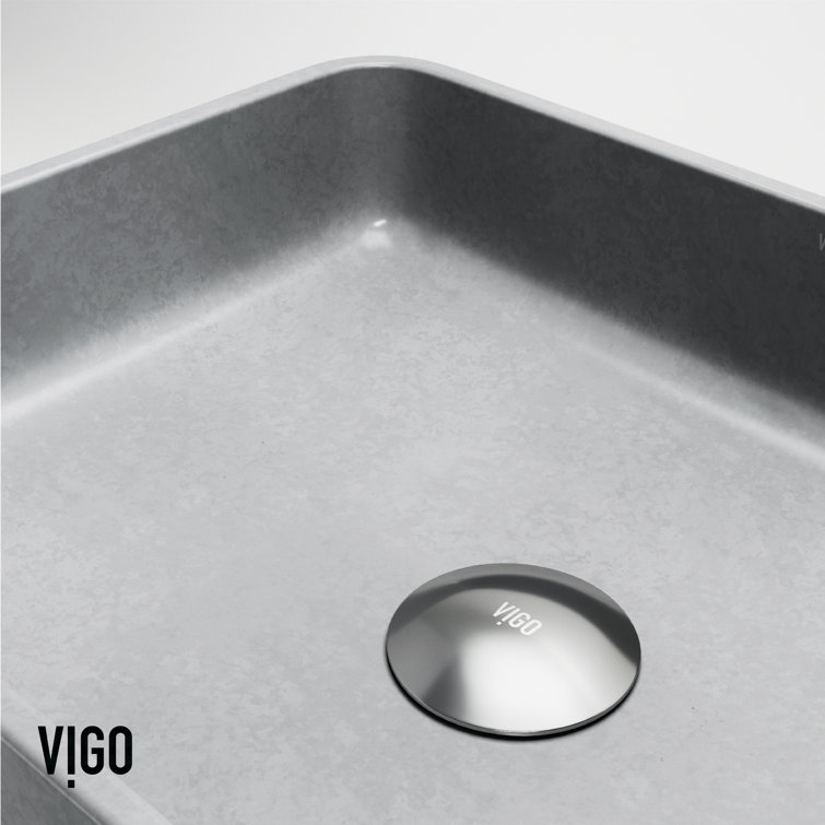 Gray Concrete Rectangular Vessel Bathroom Sink, 16" x 12"