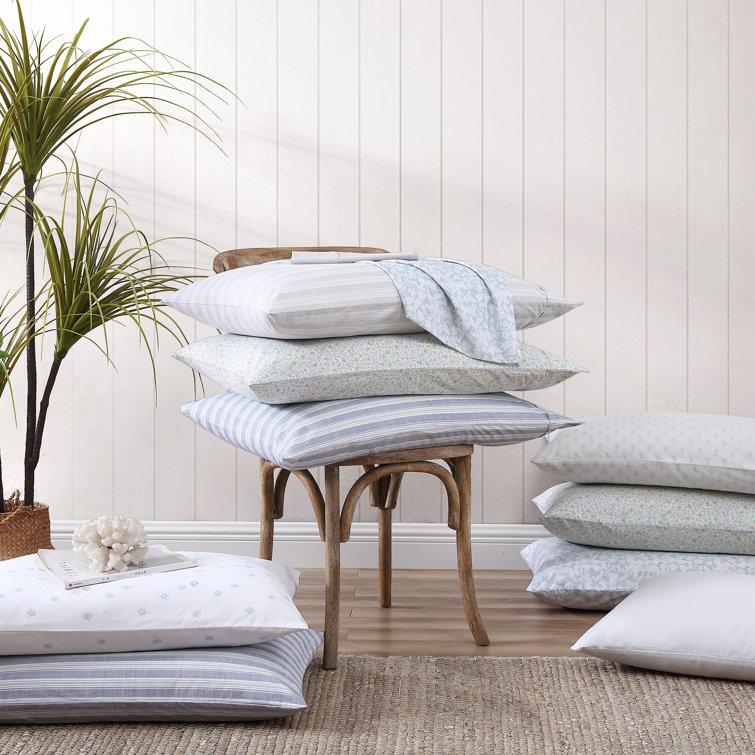 Koya Bay Blue Cotton Percale Queen Sheet Set with Pillowcases