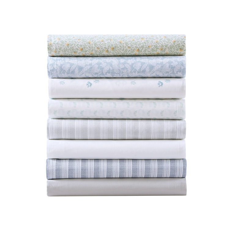Koya Bay Blue Cotton Percale Queen Sheet Set with Pillowcases
