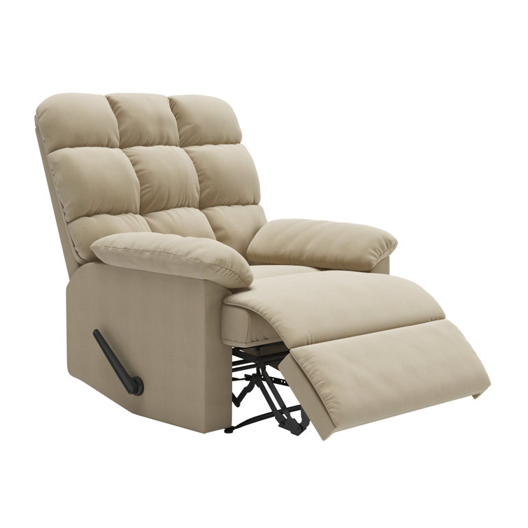 Khaki Microfiber Wall Hugger Recliner with Wood Frame